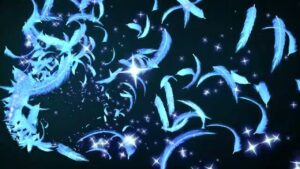 blue feather particle